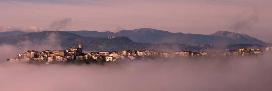 toro che emerge dalla nebbia in molise